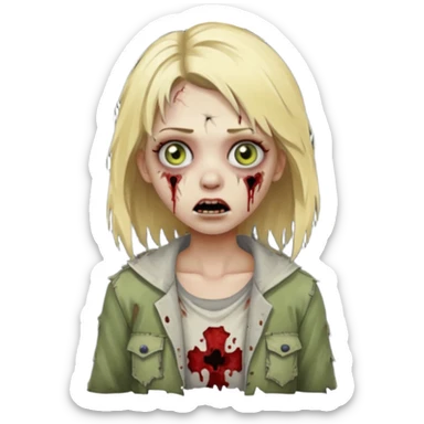 girl zombie with blonde hair sticker