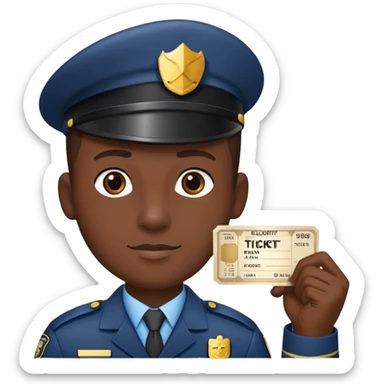 security guard holding a ticket sticker