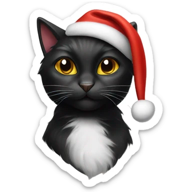 Black cat with christmas hat  sticker