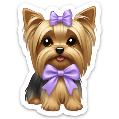 Yorkie with lavender bow sticker