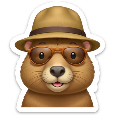Realistisk Capybara med hat sticker