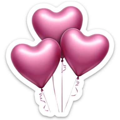 metallic heart-shaped balloons in burgundy and pink  sticker