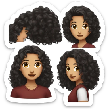 teen maghrebian with dark long curly haired girl with black eyes sticker