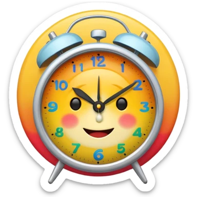 party, alarm clock, sunset MORE SUNSET. SLEEPY. Don't put a person there. Default emoji face sticker