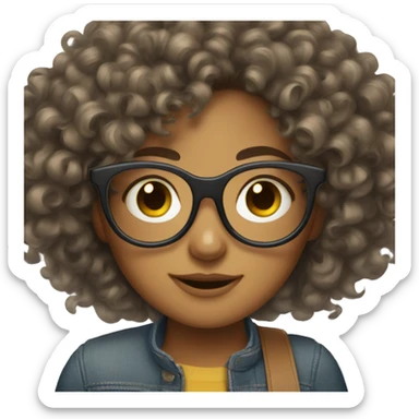 a curly girl who wears glasses and rarely brushes her hair sticker