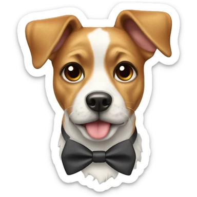 Dog wearing a bow tie sticker