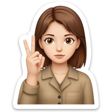 girl with brown hair and brown eyes with her middle finger up  sticker