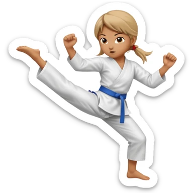 hand drawn girl karate kick sticker