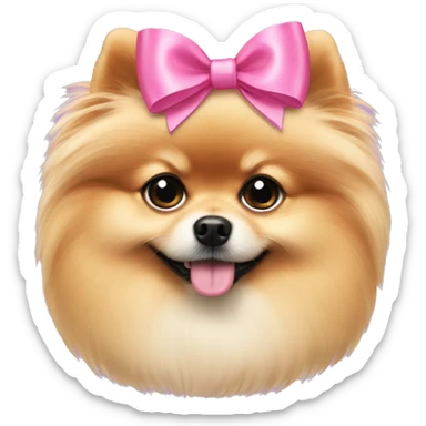 Pomeranian pink bow sticker