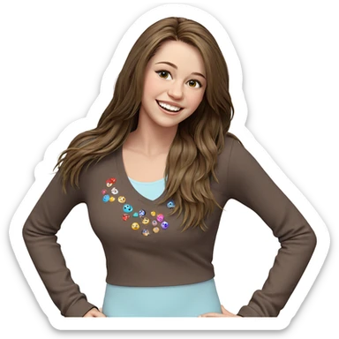 smiling girl with long hair sticker