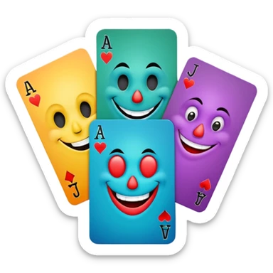 3 poker cards, with crazy colorful human jolly jokers inside sticker