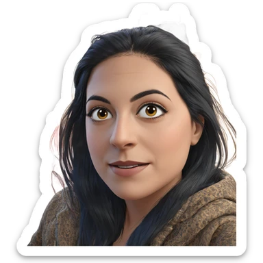 portrait of a girl with black hair sticker