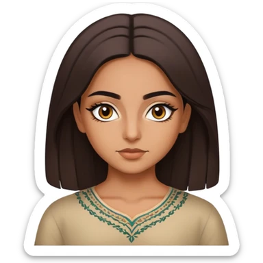persian girl with brown eyes and eyeliner and shoulder length straightened hair and full brows sticker