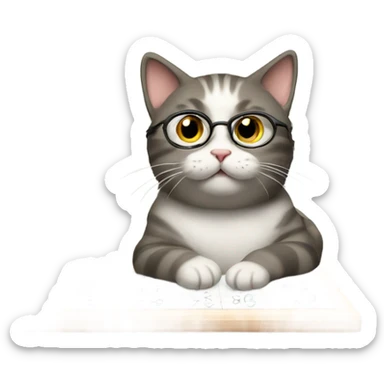 cat doing math sticker