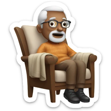 Grandad sitting on a chair with a blanket  sticker
