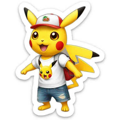 picachu with peruvian tshirt sticker