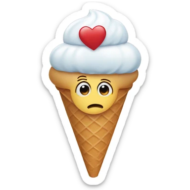 make a icecream cone where the top is a kissing emoj
 sticker