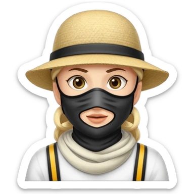 Cartoon-Räuber mit schwarzer Augenmaske, gestreiftem Shirt, schwarzer Mütze der sich von einem seil herunter lässt sticker