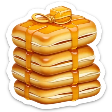 Sachima soft sweet pastry strips with honey, simplified emoji style with bold outlines and bright colors, cartoon style Sa Qi Ma Manchu dessert sticker