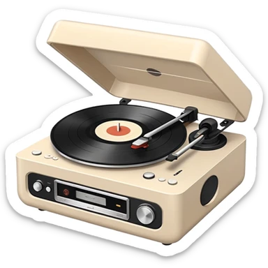 Modern record player, white and beige  sticker