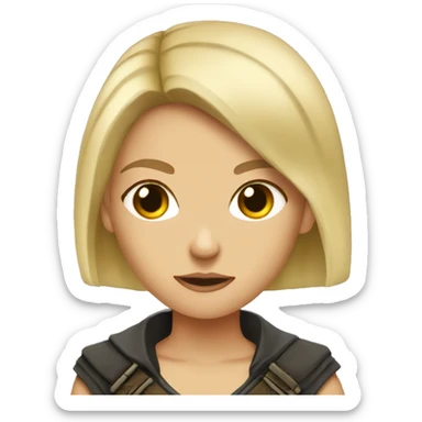 half-body blonde assassin girl (hazel eyes) sticker