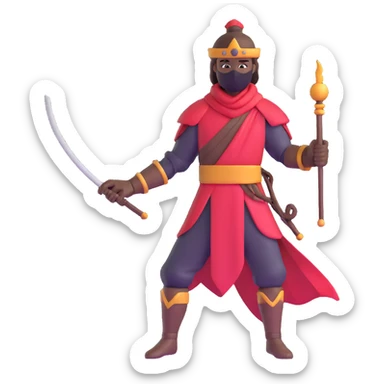 silhouette warrior with silk thread sticker
