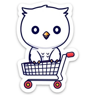 Cute Twilio owl standing in a shopping cart sticker