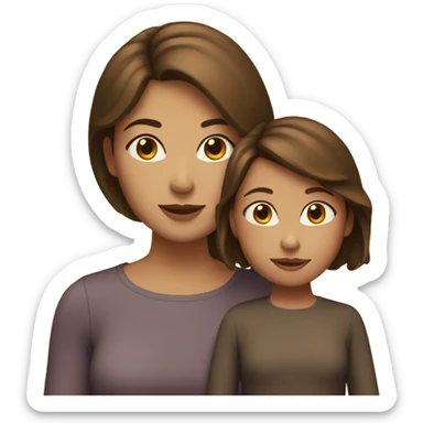 Mom with short brown beautiful hair and daughter with long brown hair  sticker