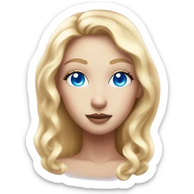 magical diva with thin pink andromedan face long blonde hair and blue eyes glowing third eye sticker