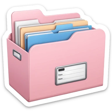 Light Pink file folder full of documents storage box with label sticker