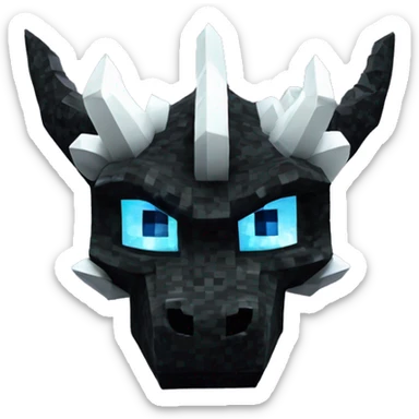 Minecraft Glitter Black Dragon Head With Diamond Horn sticker