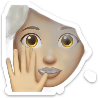 girl-with-manicure-and-blond-hair-covers-mouth-with-hand sticker