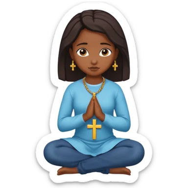 Black girl praying on knees sticker