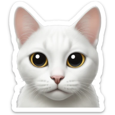 White cat with a black mole heart in her nose  sticker