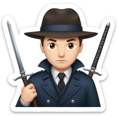 DETECTIVE with two swords in two hands sticker