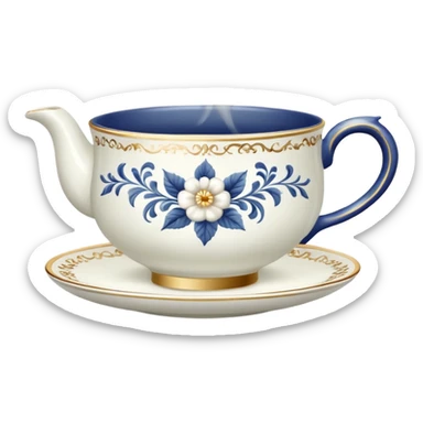 Fancy Teacup (no spout) with steam rising sticker