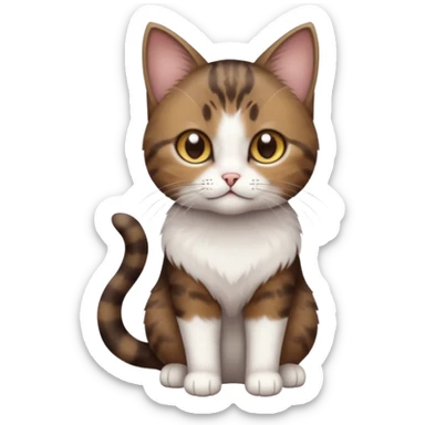 full body small short hair dark brown and white cat with hazel eyes sticker