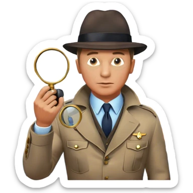 Icon for Detective Movies: A colorful collage featuring Daniel Craig as an inspector, with a magnifying glass, revolver and a mysterious city backdrop. Include a board with photos of suspects, fingerprints, and a crime scene. Retro movie poster style. Transparent background. sticker