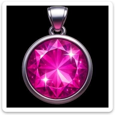 Add a pink hue and extra sparkle to the purple sugilite holographic gem charm with silver metal frame, keep emoji style, no gemstone accents sticker