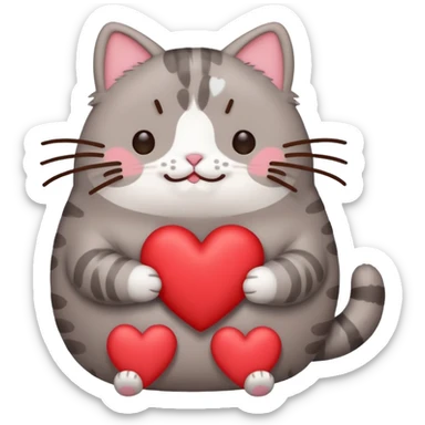 Pusheen cat red heart sticker