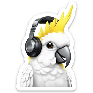 brazilian cockatoo with DJ style headphones sticker