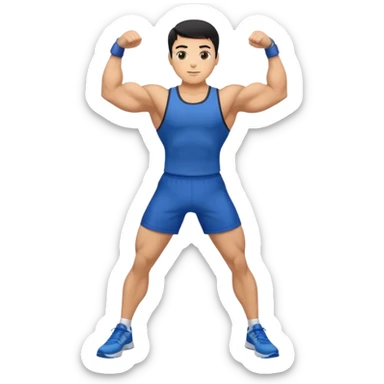 Fitness trainer shows the biceps at full length sticker