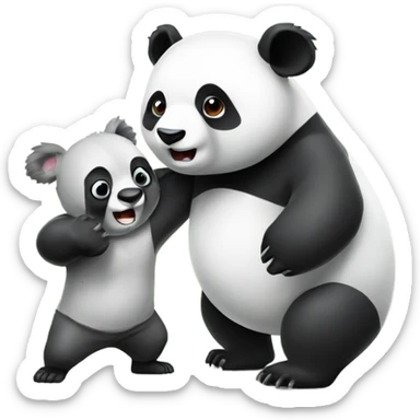 Panda fighting against a koala sticker