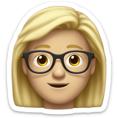 A youngh blond student with a hoody that wears transparent glasses. He has medium long blond hair and wide shoulders sticker