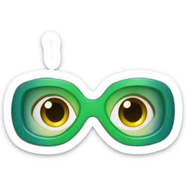 woman scubadiver with fins, in her face green and blue eyes sticker