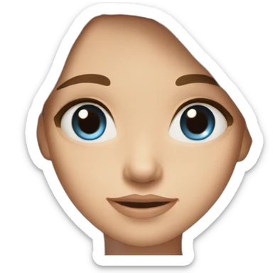 girl with long brown hair, light skin and blue eyes sticker