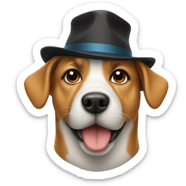 Dog with a hat sticker