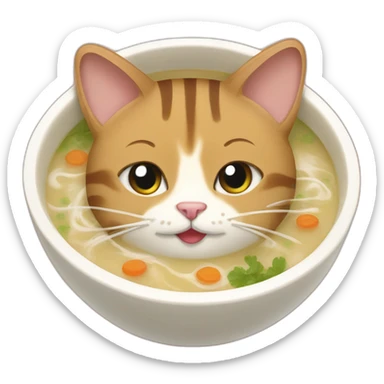 Tabby cat in Miso soup sticker