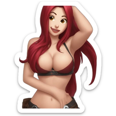 Katarina posing hand on boobs sfw sticker