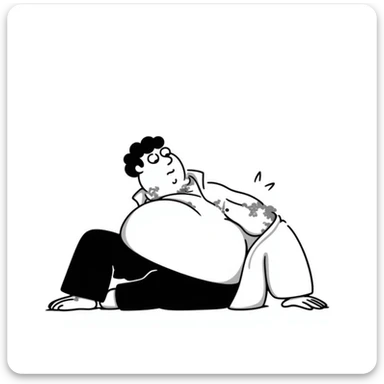 Peter Griffin from Family Guy with a massive pregnant belly, laying on his back, sweating droplets visible, tired expression, wearing green pants and white shirt sticker